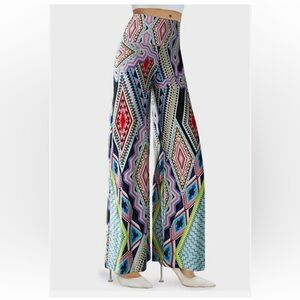 Wide Leg Geo Print Palazzo Pants - Multicolor